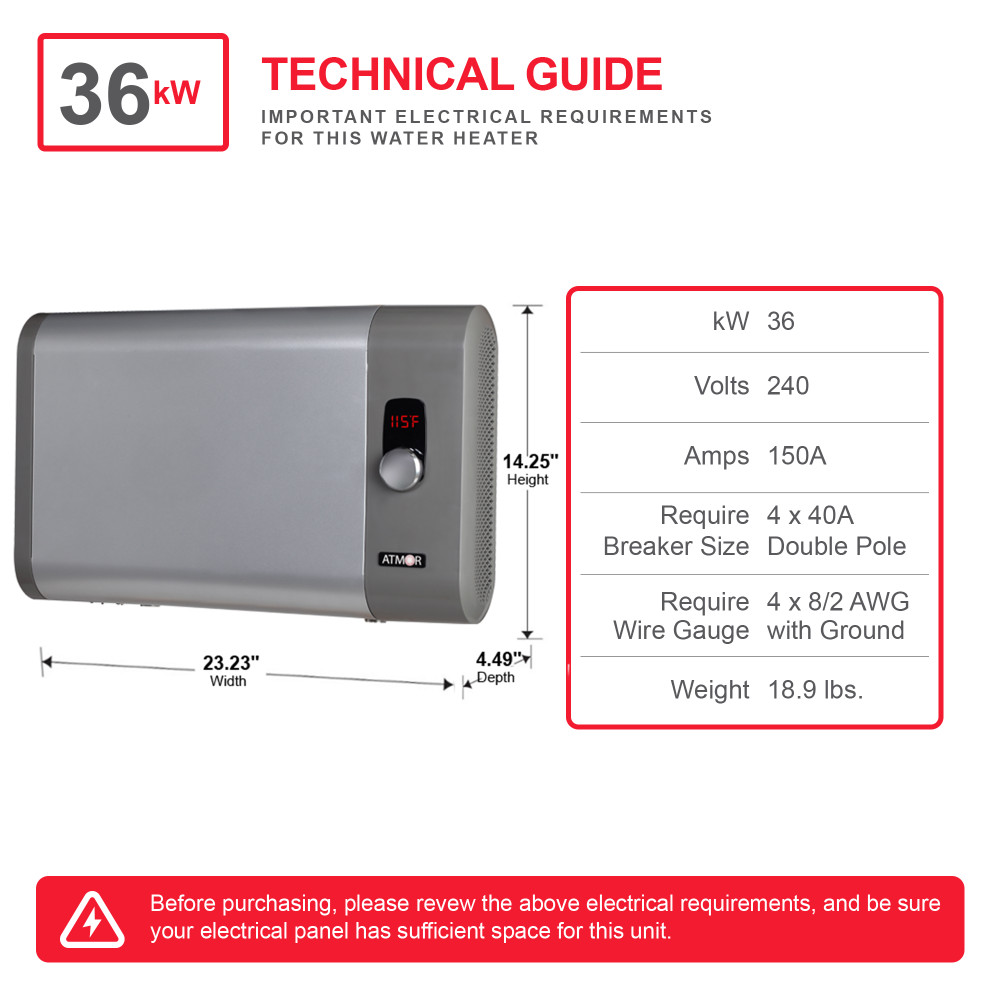 Atmor 36kW 7.1 GPM Electric Tankless Water Heater