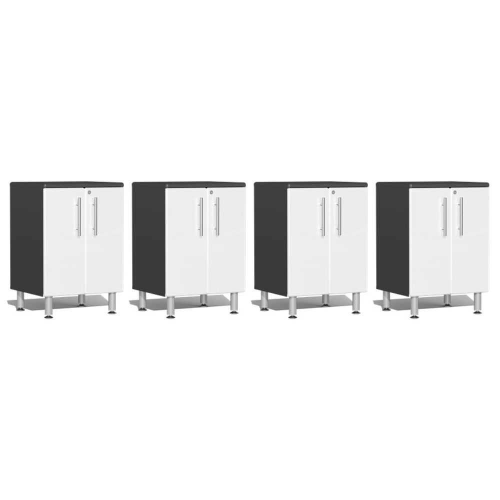 Ulti-MATE Garage 2.0 Series White Metallic 4-Piece 2-Door Base Cabinet Set
