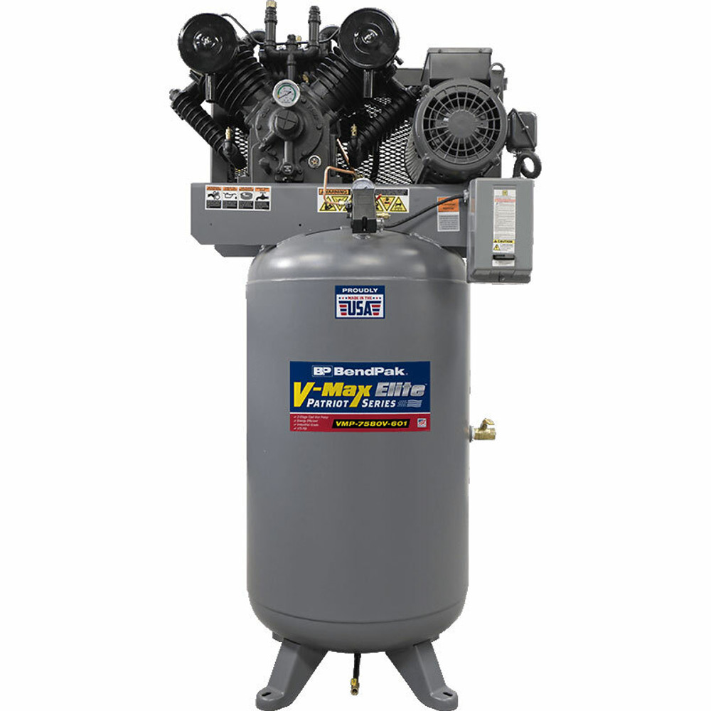 Bendpak VMP-7580V-603 V-Max Patriot Air Compressor / 7.5 HP, 3 Ph / 80-Gallon Vertical Tank / Made in USA