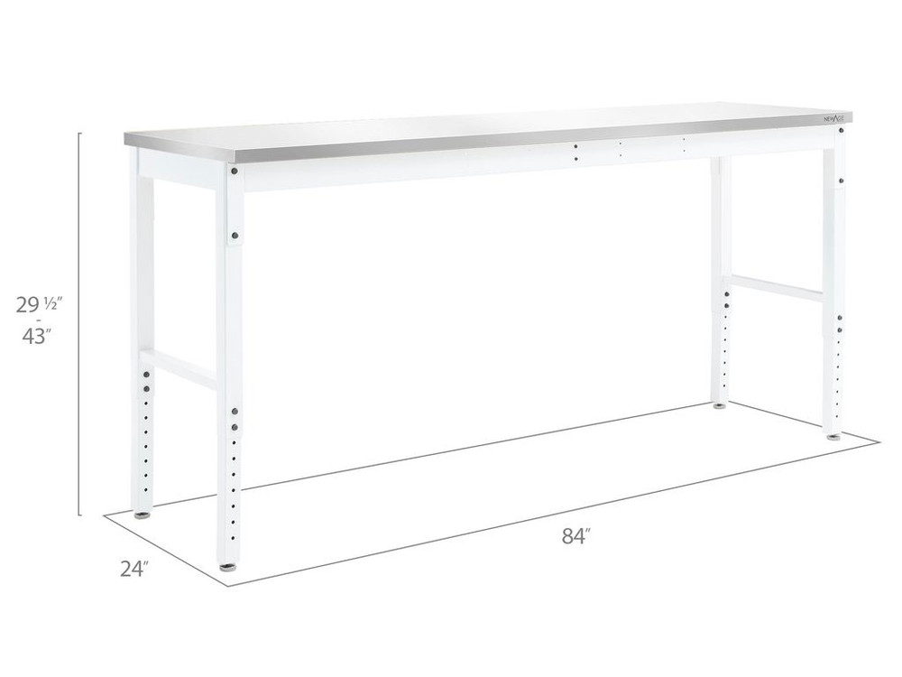 NewAge Pro Series 84" Adjustable Height Stainless Steel Workbench - White