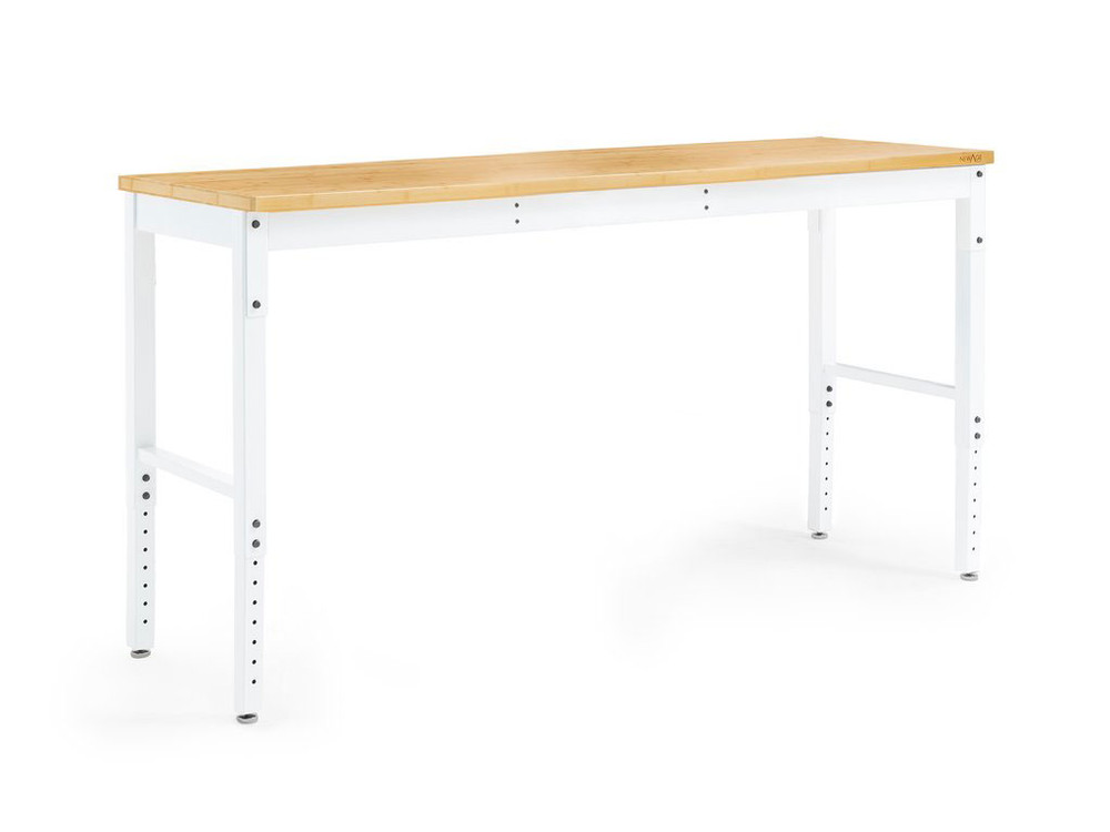 NewAge Pro Series 72" Adjustable Height Bamboo Workbench - White NewAge Pro Series 72" Adjustable Height Bamboo Workbench - White