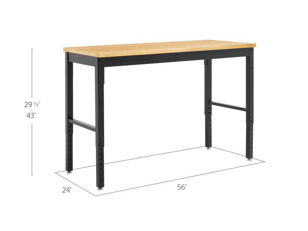 NewAge Pro Series 56" Adjustable Height Bamboo Workbench - Black