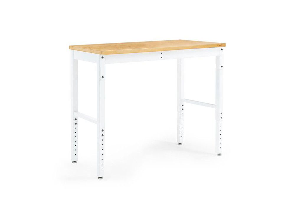 NewAge Pro Series 48" Adjustable Height Bamboo Workbench - White