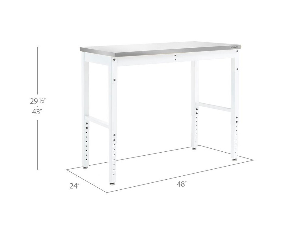 NewAge Pro Series 48" Adjustable Height Stainless Steel Workbench - White