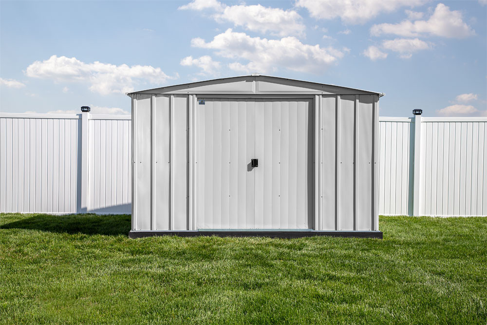 Arrow Classic Steel Storage Shed 10x12 - Flute Grey