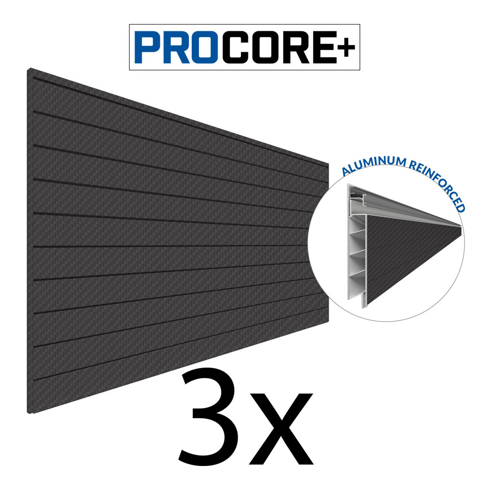 Proslat PROCORE+ Carbon fiber PVC Slatwall (3 Pack) 96 sq ft