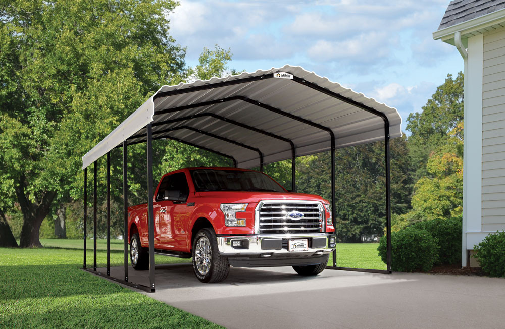 Arrow Steel Carport 12 x 20 x 9 ft. Galvanized Eggshell