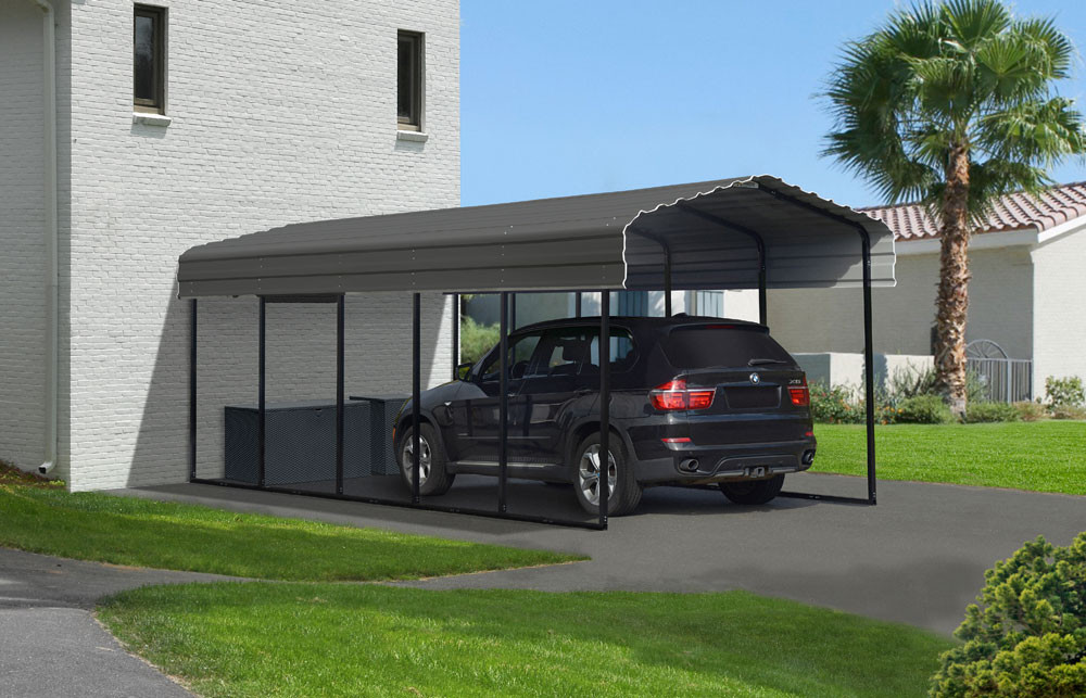 Arrow Steel Carport 10 x 24 x 9 ft. Galvanized Charcoal