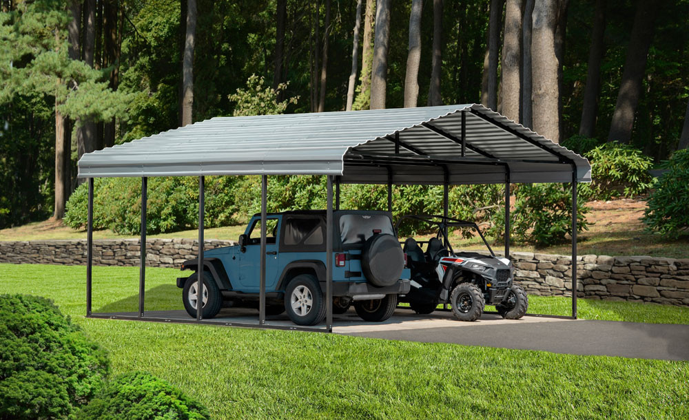 Arrow Steel Carport 20 x 24 x 9 ft. Galvanized Charcoal