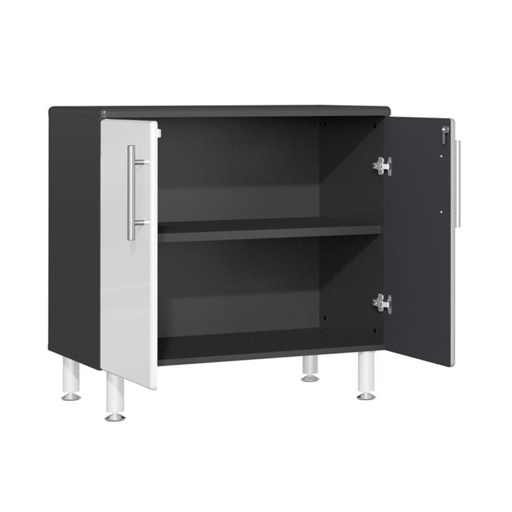 Ulti-MATE Garage 2.0 Series White Metallic 7-Piece Combo w/Bamboo Worktop