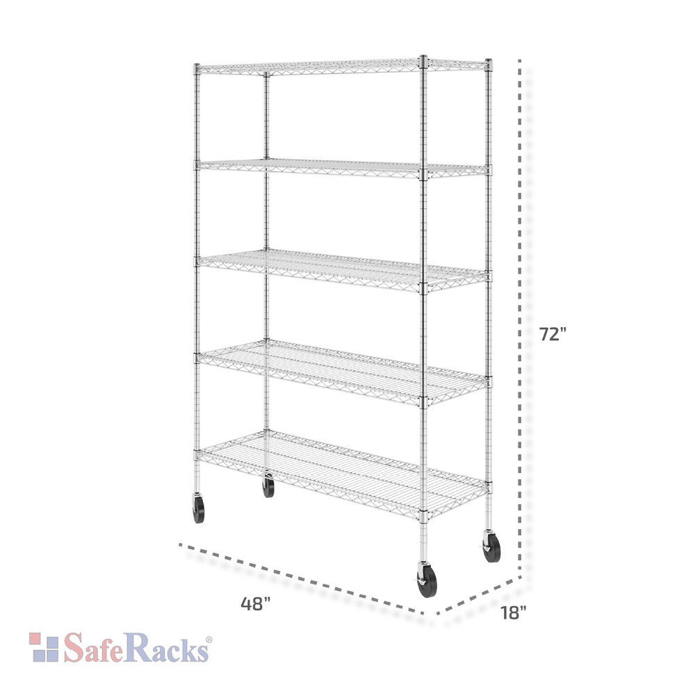 SafeRacks 72"H x 48"W x 18"D 5-Tier NSF Wire Shelving