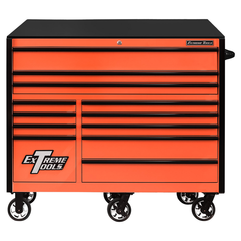 Extreme Tools RX Series 55" 12-Drawer Roller  - Orange w/Black Drawer Pulls