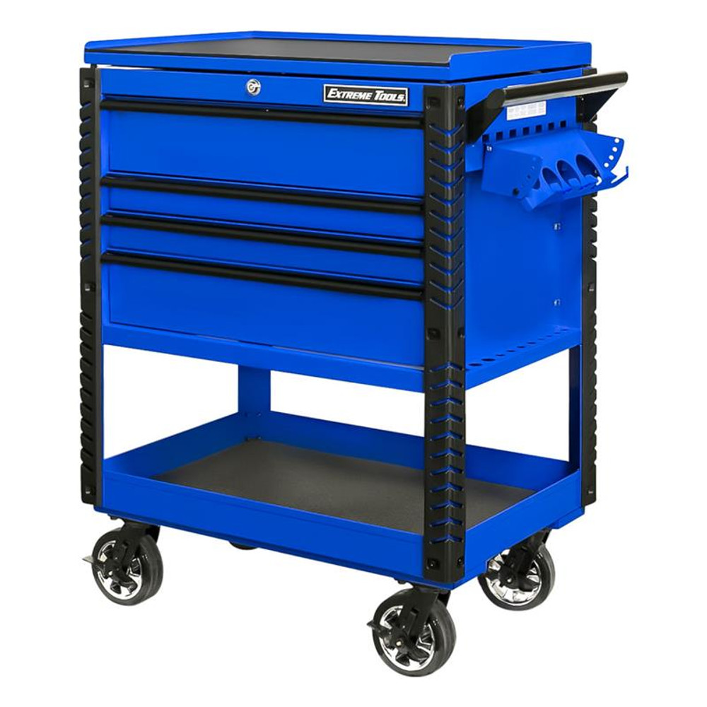 Extreme Tools EX Series 33" 4-Drawer Deluxe Series Tool Cart - Blue w/Black Drawer Pulls