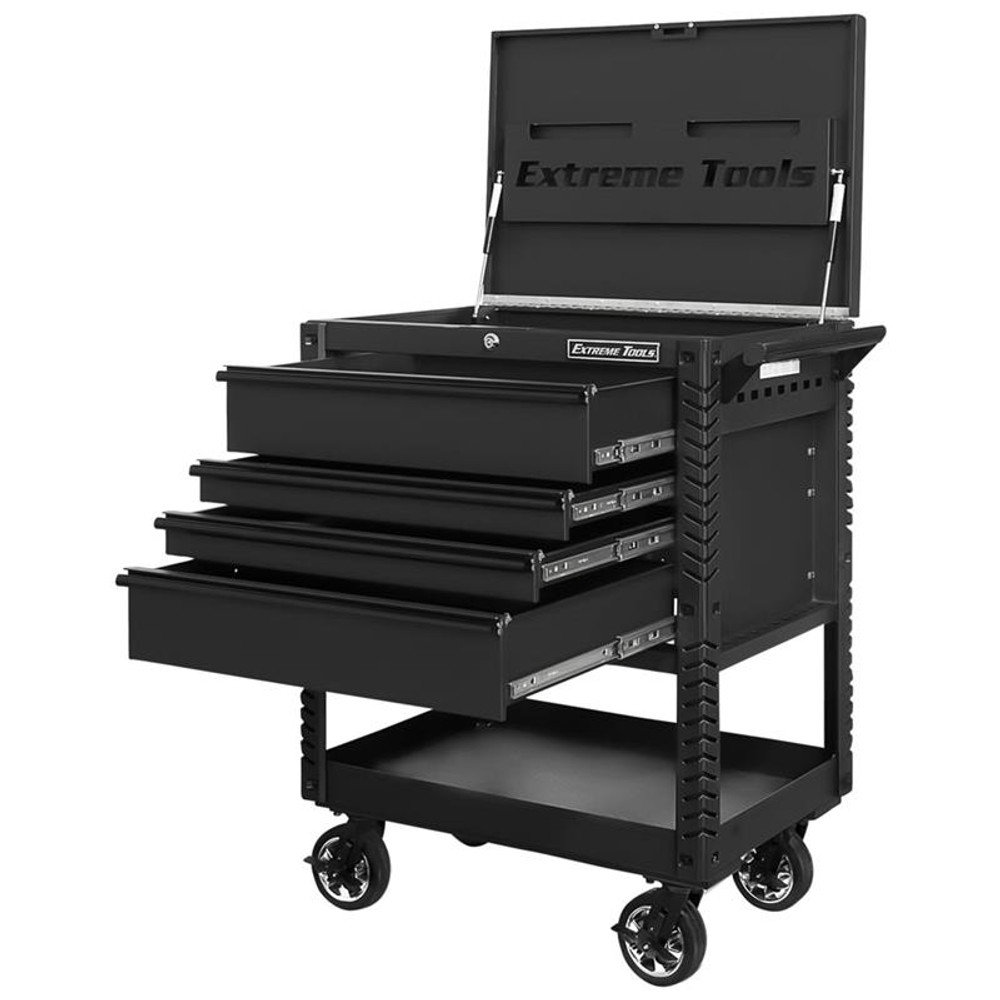 Extreme Tools EX Series 33" 4-Drawer Deluxe Series Tool Cart - Matte Black w/Black Drawer Pulls