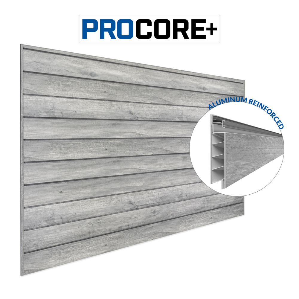 Proslat 8 ft. x 4 ft. PROCORE+ Gray Wood PVC Slatwall