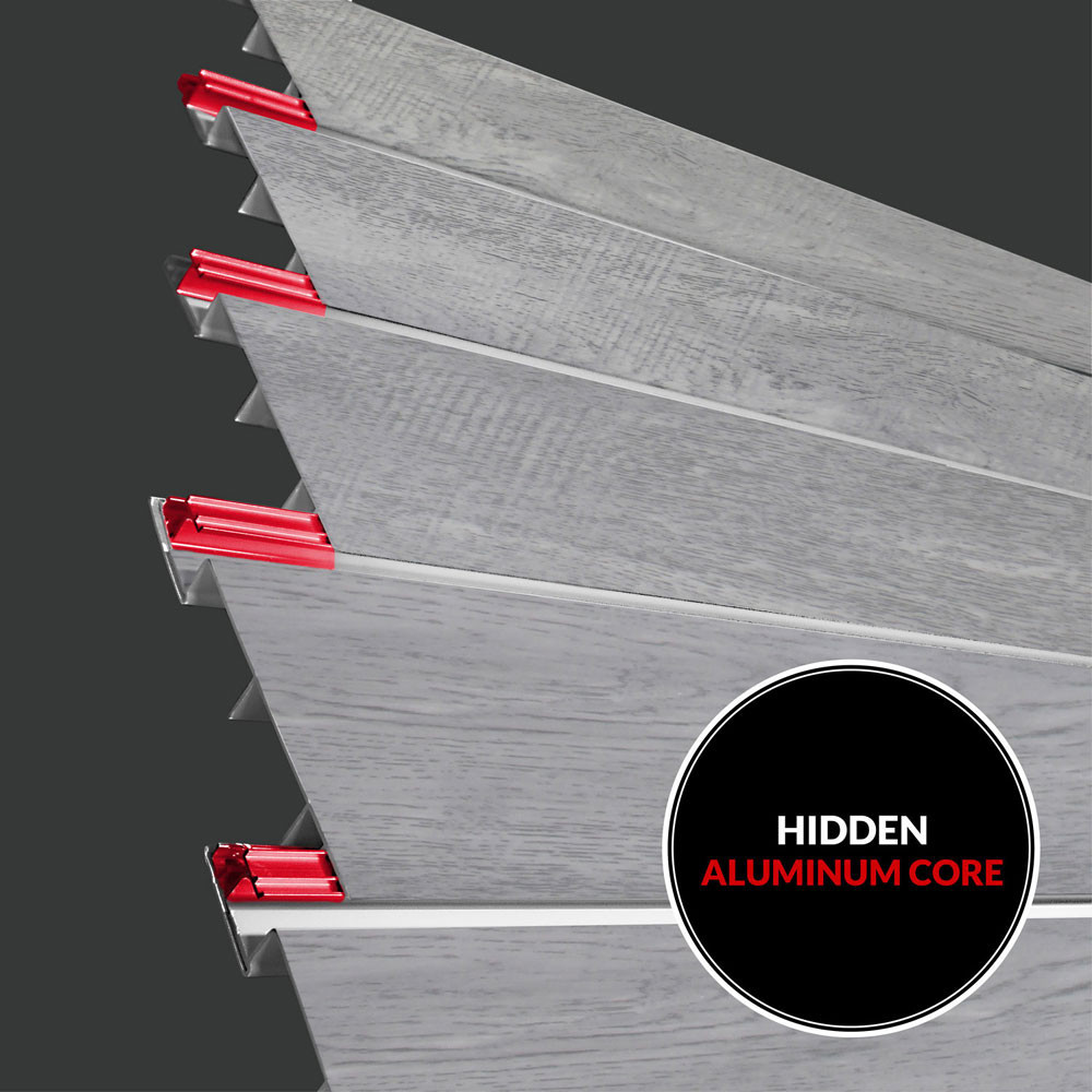 Proslat 8 ft. x 4 ft. PROCORE+ PVC Slatwall (2 Pack) 64 sq ft - Gray Wood Proslat 8 ft. x 4 ft. PROCORE+ PVC Slatwall (2 Pack) 64 sq ft - Gray Wood