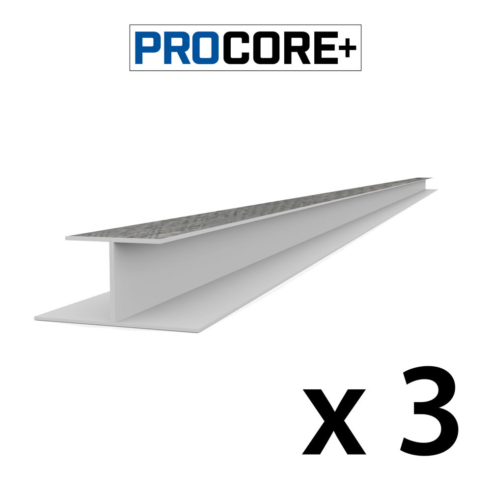 Proslat 8 ft. PROCORE+ PVC H-Trim Pack - Gray Wood (3-Pack)