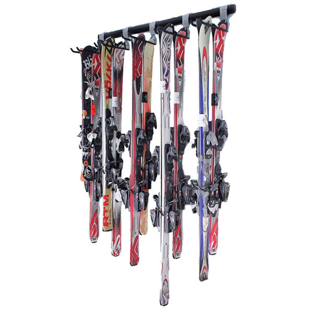 SafeRacks Wall Mounted Ski/Snowboard Storage Rack (5-Hooks)