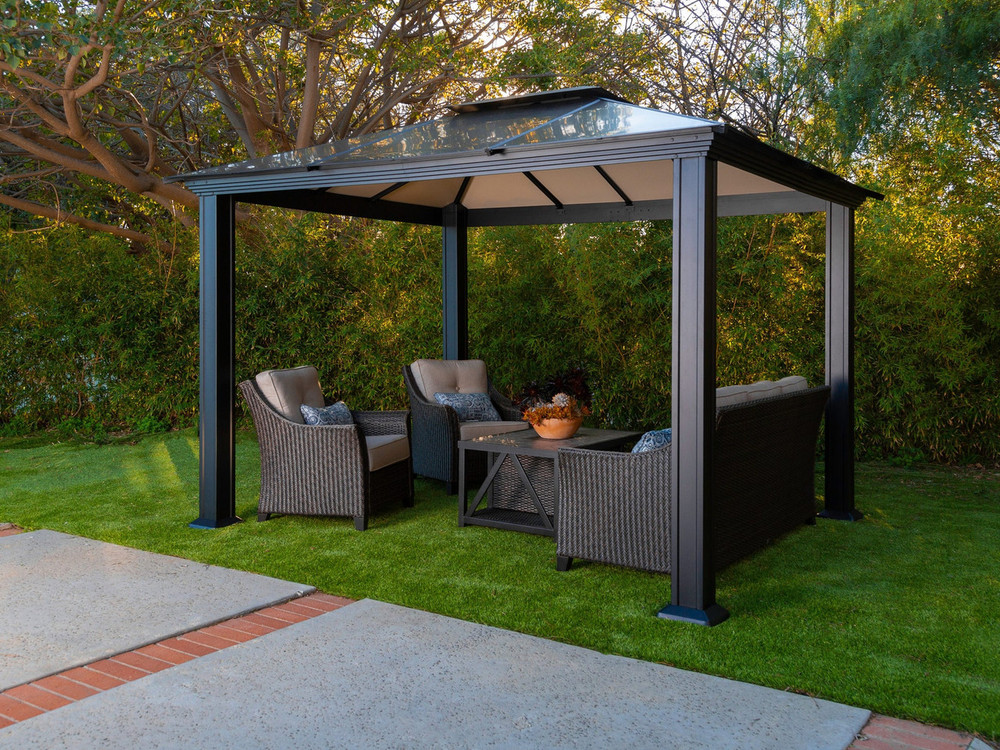 Paragon Outdoor Santa Monica 12x12 Hard Top Gazebo with Mosquito Netting Paragon Outdoor Santa Monica 12x12 Hard Top Gazebo with Mosquito Netting