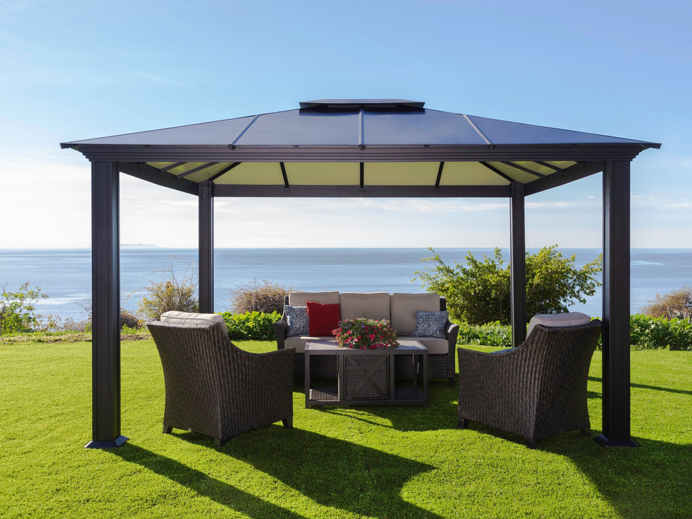 Paragon Outdoor Santa Monica 12x12 Hard Top Gazebo with Mosquito Netting