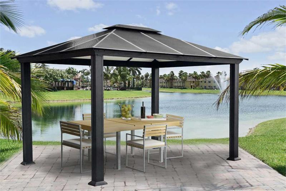 Paragon Outdoor Santa Monica 12x16 Hard Top Gazebo with Mosquito Netting Paragon Outdoor Santa Monica 12x16 Hard Top Gazebo with Mosquito Netting