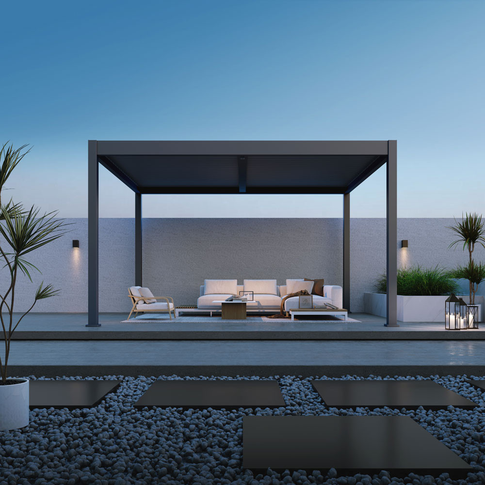 Paragon Outdoor Grand Tuscan 12x14 Slate Gray Louvered Pergola Paragon Outdoor Grand Tuscan 12x14 Slate Gray Louvered Pergola