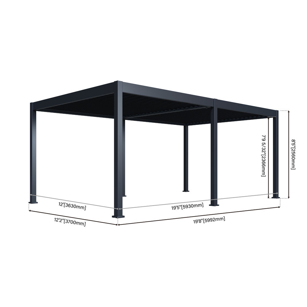 Paragon Outdoor Grand Tuscan 12x20 Slate Gray Louvered Pergola