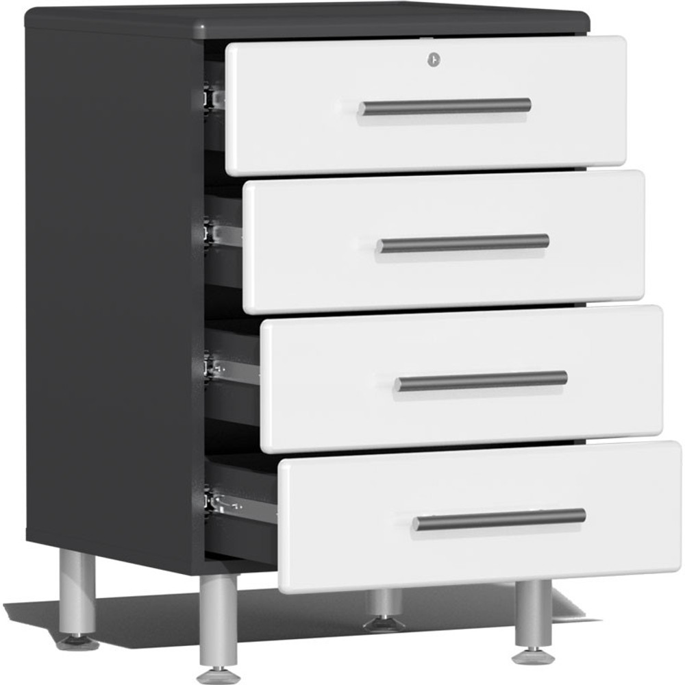 Ulti-MATE Garage 2.0 Series White Metallic 5 Piece Kit with Bamboo Worktop Ulti-MATE Garage 2.0 Series White Metallic 5 Piece Kit with Bamboo Worktop