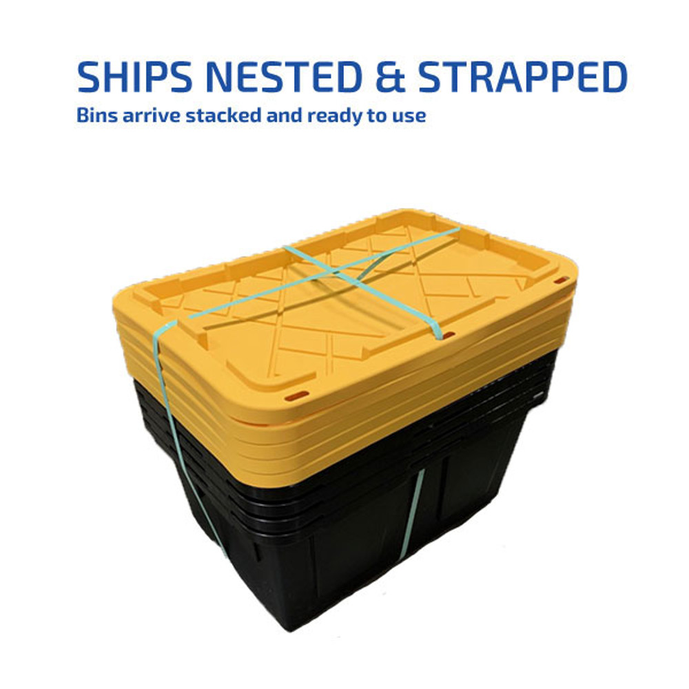 SafeRacks 27 Gallon Storage Bins (Set of 5) - Yellow