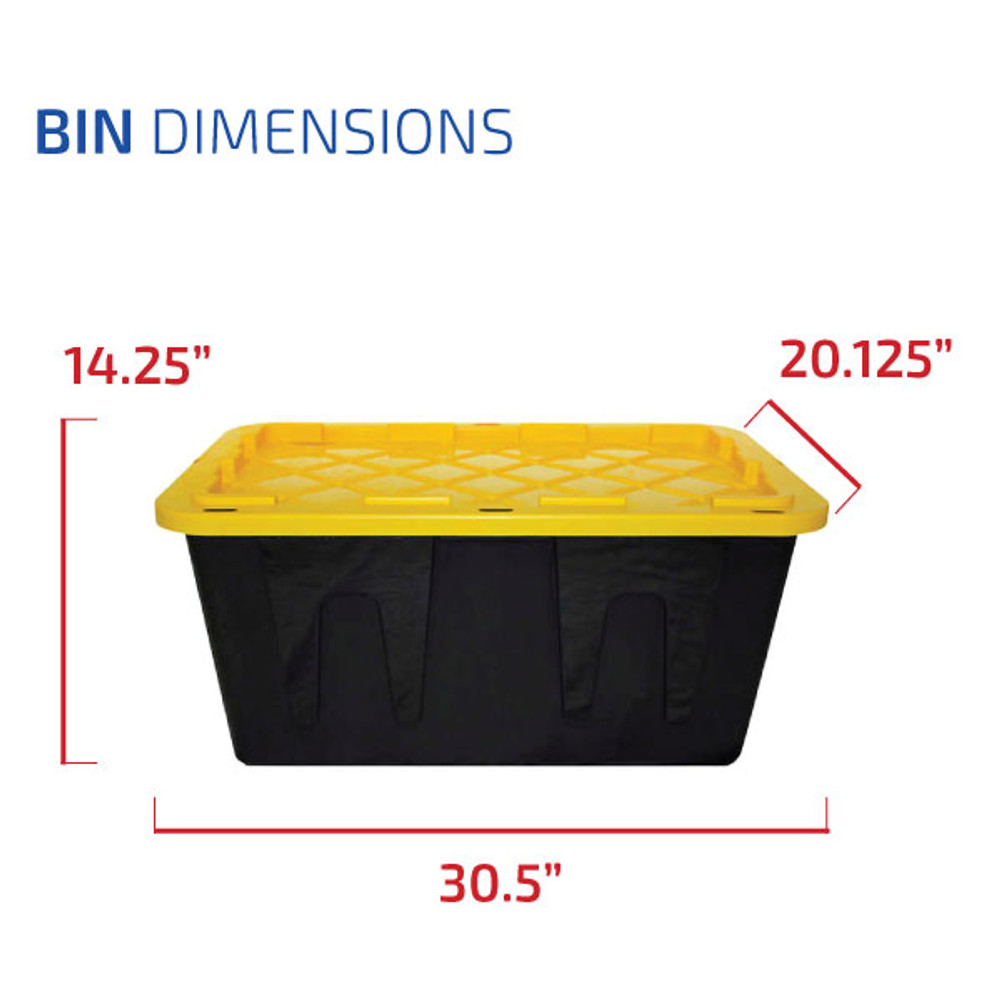SafeRacks 27 Gallon Storage Bins (Set of 5) - Yellow