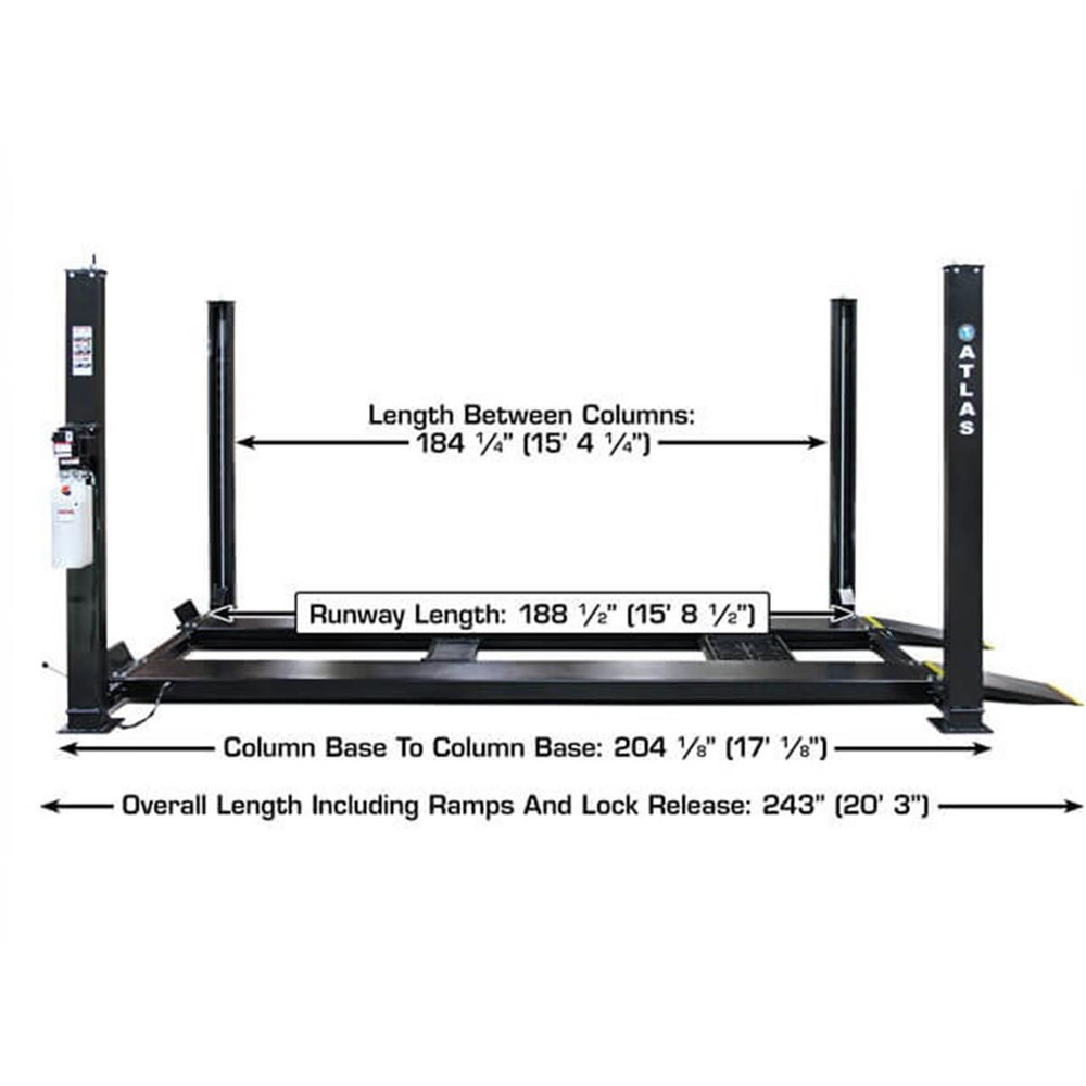 Atlas Apex 9 ALI Certified 9,000 lb. Capacity 4-Post Lift Atlas Apex 9 ALI Certified 9,000 lb. Capacity 4-Post Lift