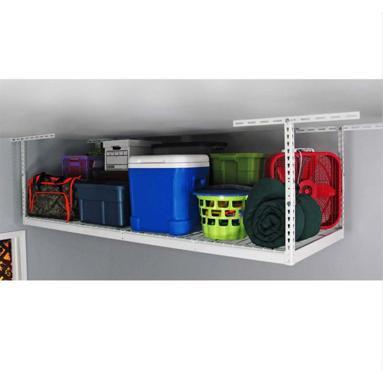 SafeRacks 3' x 8' Overhead Storage Rack 24" 45" Drop White