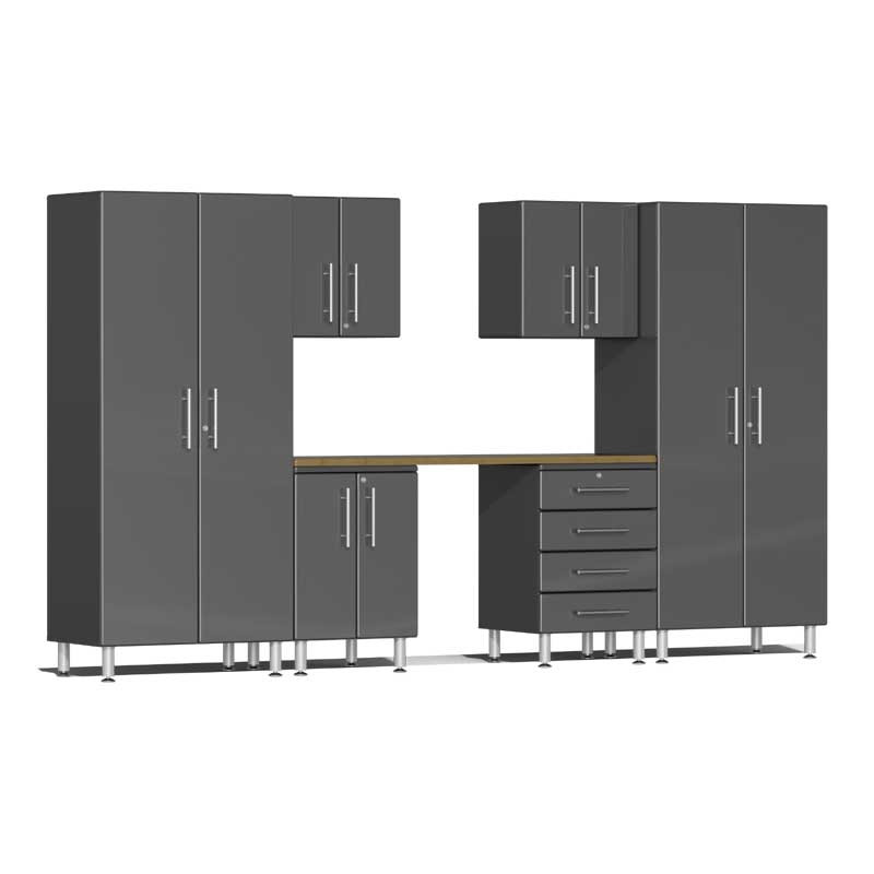 Ulti-MATE Garage 2.0 Series Grey Metallic 7-Piece Kit with Bamboo Top