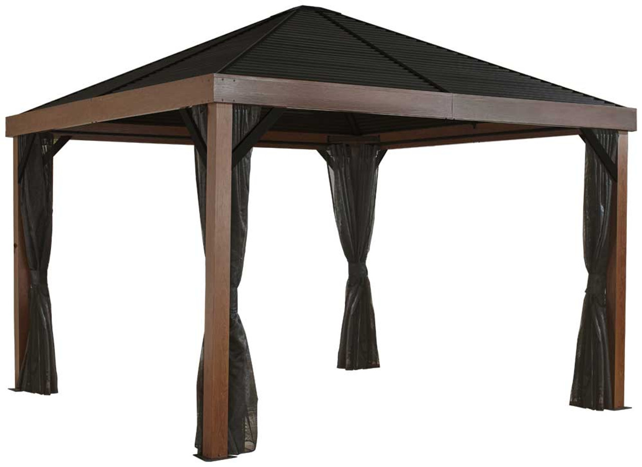 Sojag Valencia Gazebo Wood Finish 12 x 12 ft. with Mosquito Netting