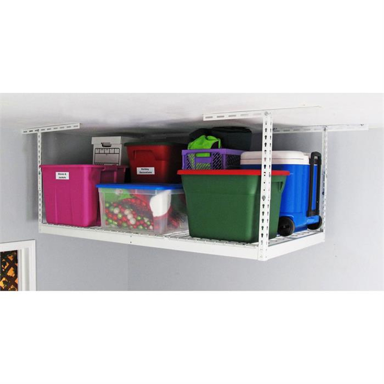 SafeRacks 3' x 6' Overhead Storage Rack 24" 45" Drop White