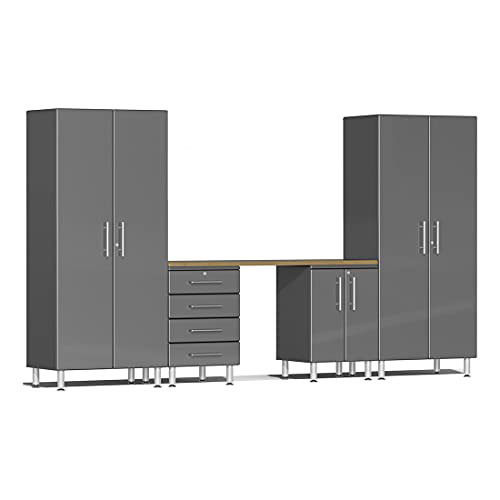 Ulti-MATE Garage 2.0 Series Grey Metallic 5-Piece Kit with Bamboo Top