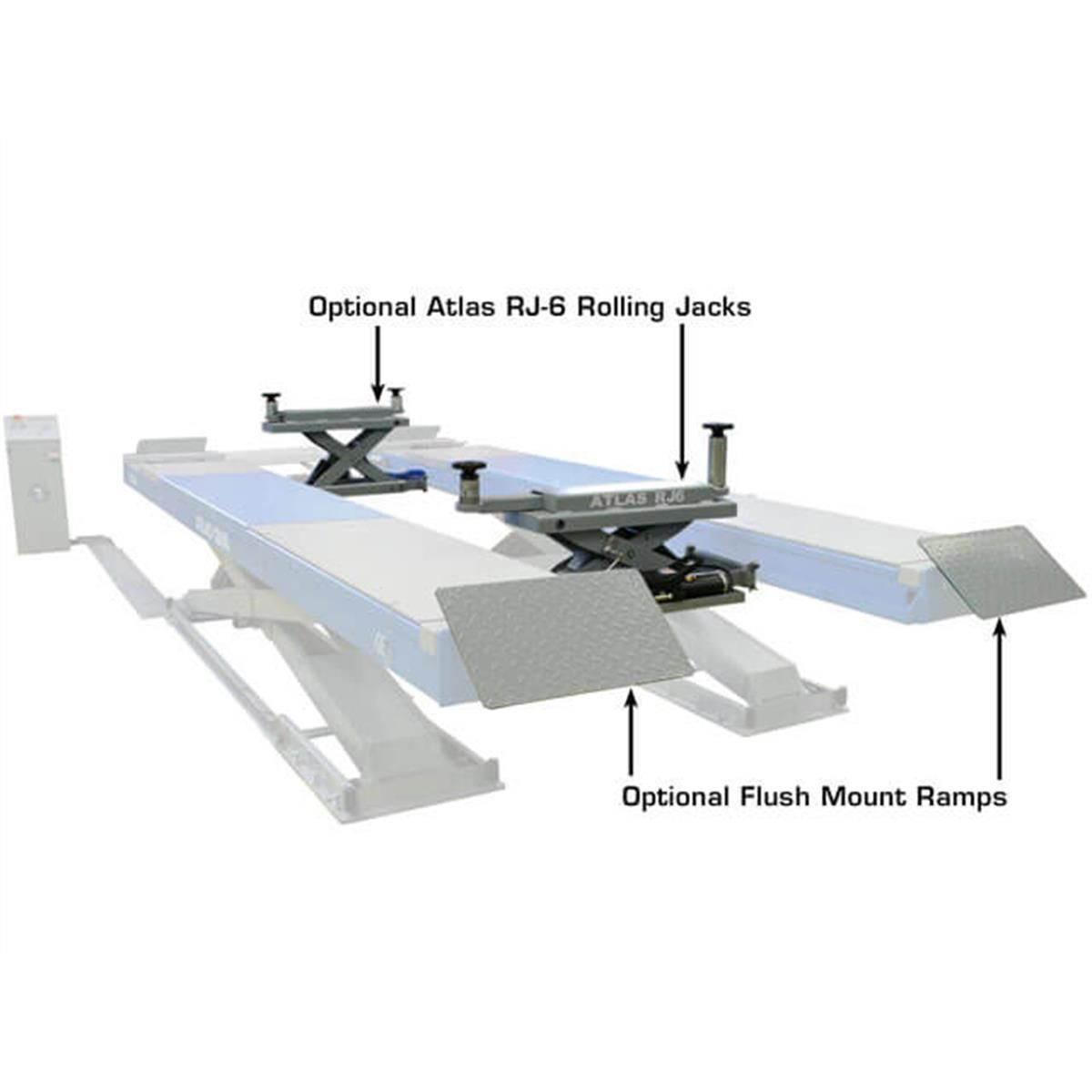 Atlas 12AWFSL Alignment Scissor Lift and RJ-6 Rolling Jacks Combo