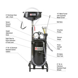 JohnDow JDI-20COMBO 20-Gallon Combination Fluid Evacuator & Oil Drain JohnDow JDI-20COMBO 20-Gallon Combination Fluid Evacuator & Oil Drain