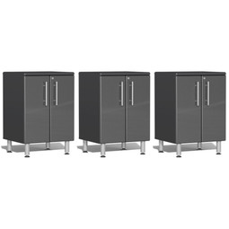 Ulti-MATE Garage 2.0 Series Grey Metallic 3-Piece 2-Door Base Cabinet Set