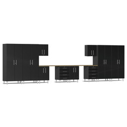Ulti-MATE Garage 2.0 Series Black Metallic 12-Piece Kit with Bamboo Worktop