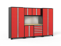 NewAge Pro Series 3.0 Red 7 Piece Set w/Bamboo Top, LED Lights & Backsplash