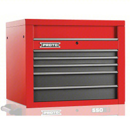Proto 550S 34" Top Chest - 5 Drawer, Safety Red and Gray