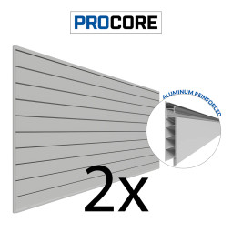 Proslat 4 ft. x 8 ft. PROCORE PVC Slatwall (2 Pack) 64 sq ft - Gray