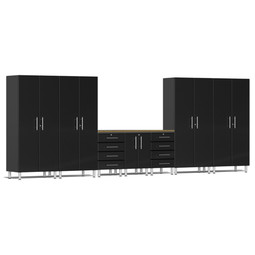 Ulti-MATE Garage 2.0 Series Black Metallic 8 Piece Kit with Bamboo Top