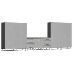 Ulti-MATE Garage 2.0 Series Silver Metallic 8 Piece Kit with Bamboo Top