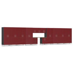 Ulti-MATE Garage 2.0 Series Red Metallic 14-Piece Kit with Bamboo Worktop
