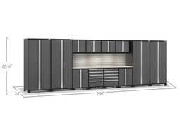 NewAge Pro Series 3.0 Grey 14 Piece Set w/Stainless Steel Worktop, LED Lights & Backsplash