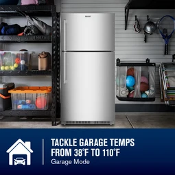 Maytag 33-Inch Wide Top-Freezer Refrigerator with Garage Mode and Ice Maker-21 Cu. Ft. Stainless