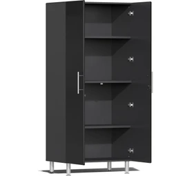 Ulti-MATE Garage 2.0 Series Black Metallic 4 Piece Kit with Bamboo Worktop