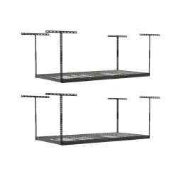 SafeRacks 4' x 8' Overhead Garage Storage Rack 24" - 45" Drop - Hammertone (2-Pack)